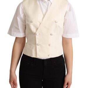 Beige Silk Blend Sleeveless Vest Luxury Waistcoat