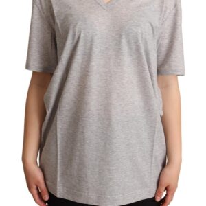 Elegant Gray V-Neck Cotton Tee