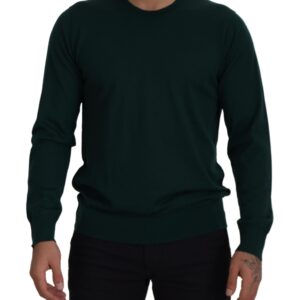 Elegant Green Crewneck Cashmere Sweater