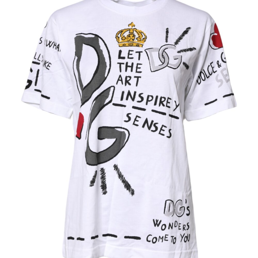 White Short-Sleeved Printed Jersey T-shirt