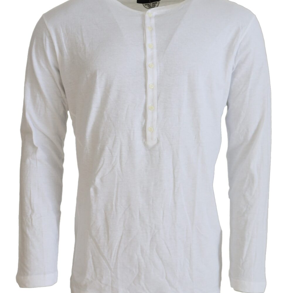 White Cotton Linen Long Sleeves Pullover Sweater