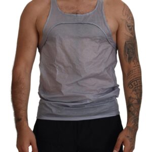 Light Gray Cotton Sleeveless Tank Men Top T-shirt