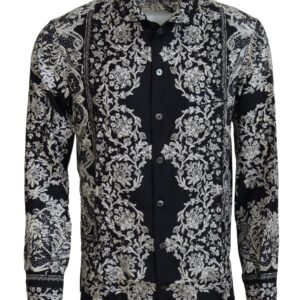 Elegant Satin Floral Baroque Shirt