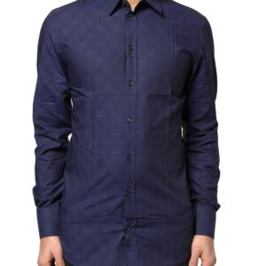 Blue Check Tartan GOLD Formal Dress Shirt