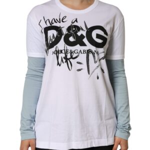 White Cotton Logo Print Round Neck T-shirt