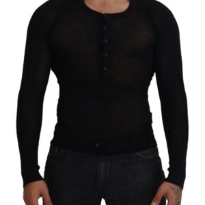 Elegant Black Cashmere Pullover Sweater