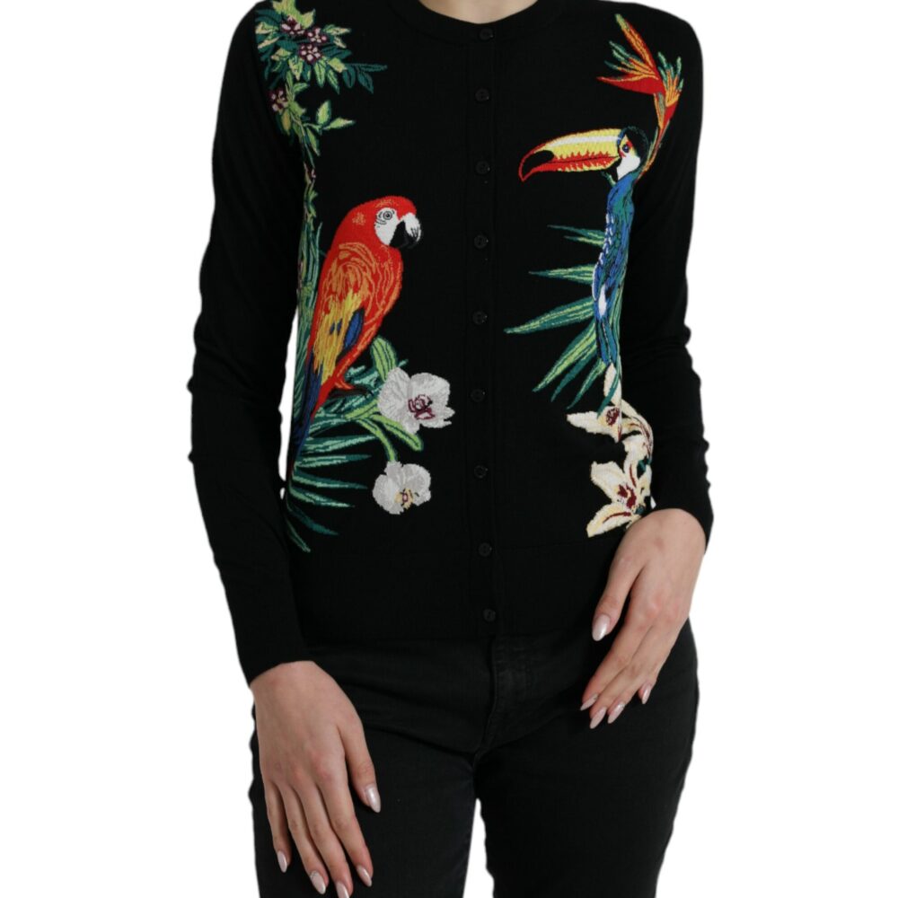 Elegant Wool Silk Printed Cardigan Sweater