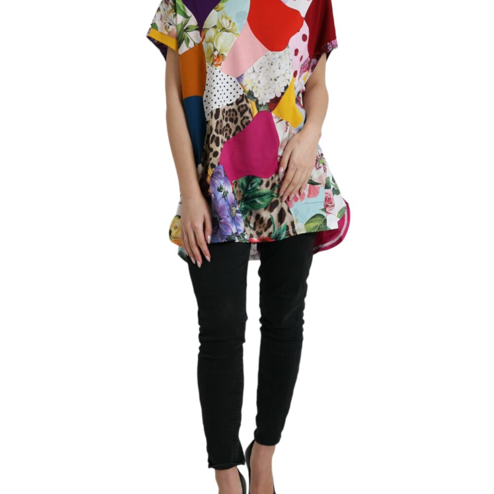 Multicolor Cotton Silk Patchwork Blouse