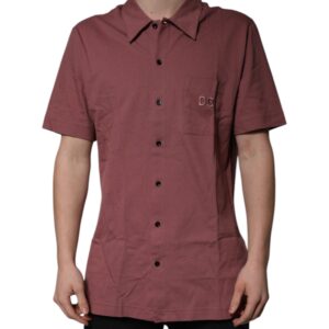 Dark Pink Button Down Casual Polo Men Shirt