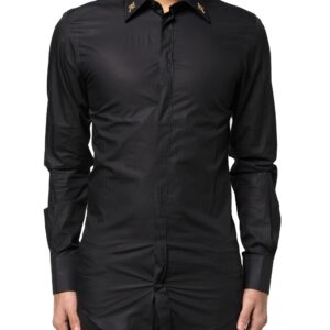 Black GOLD Cross Embellished Men Dress Shirt