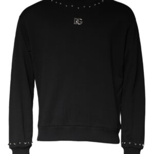 Black Logo Stud Pullover Sweatshirt Sweater