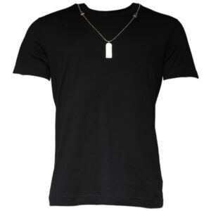 Black Cotton Necklace Embellished T-shirt