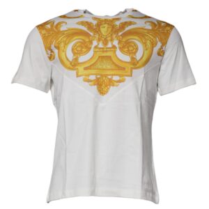 White Medusa Print Cotton Crew Neck T-shirt