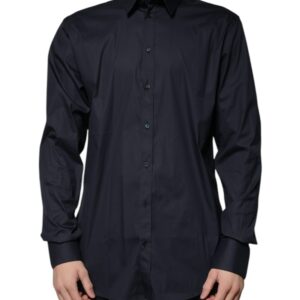 Black Cotton Blend Formal GOLD Dress Shirt