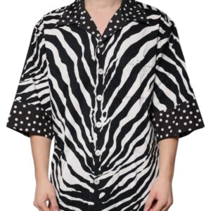 Black White Zebra Button Down Oversize Shirt