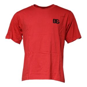 Red DG Logo Cotton Crew Neck T-shirt