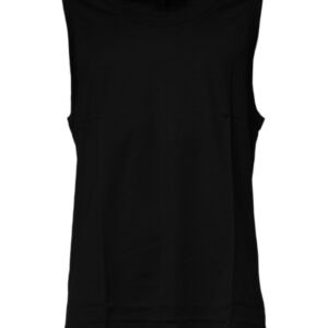 Black Cotton Round Neck Sleeveless T-shirt