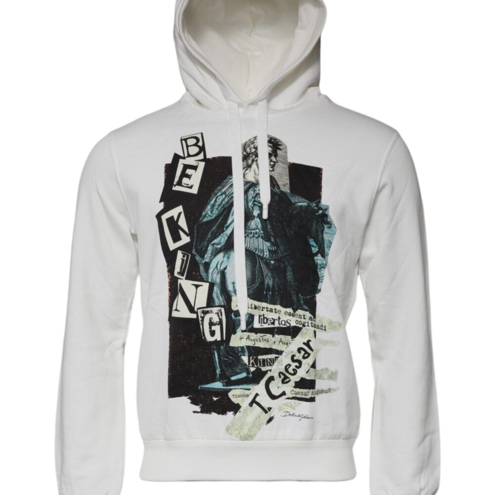 White Caesar Cotton Hooded Pullover Sweater