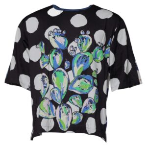Black White Printed Cotton Crew Neck T-shirt