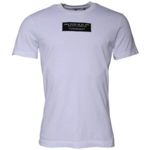 White Logo Print Cotton Crew Neck T-shirt