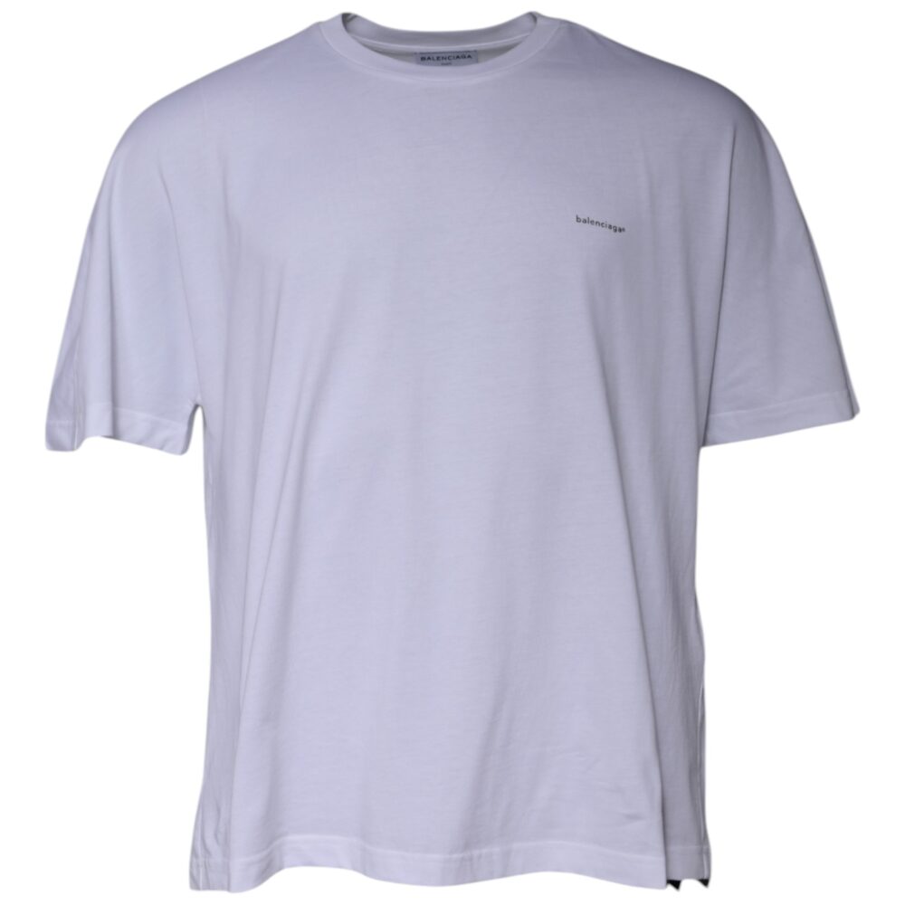 White Logo Cotton Crew Neck Short Sleeves T-shirt