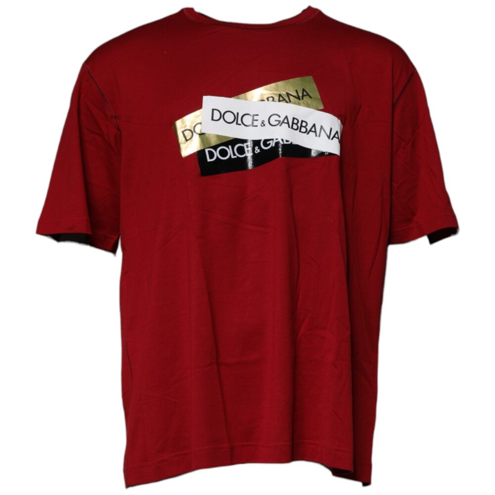 Red Logo Tape Cotton Crew Neck T-shirt