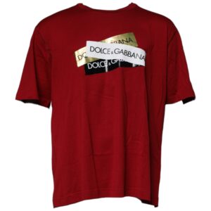Red Logo Tape Cotton Crew Neck T-shirt