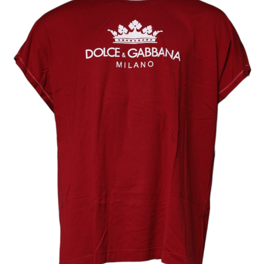 Red Logo Crown Cotton Crew Neck T-shirt
