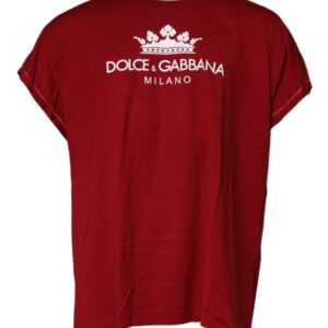 Red Logo Crown Cotton Crew Neck T-shirt