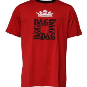 Red Logo Crown Cotton Crew Neck T-shirt