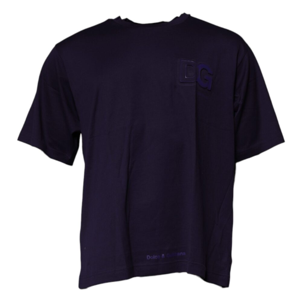 Navy Blue DG Logo Cotton Crew Neck T-shirt