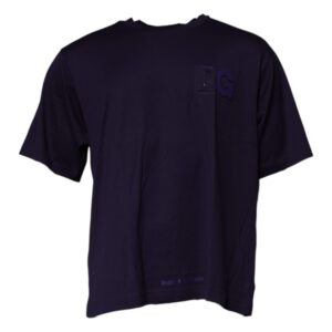 Navy Blue DG Logo Cotton Crew Neck T-shirt