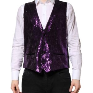 Purple Sequined Dress Formal Waistcoat Vest