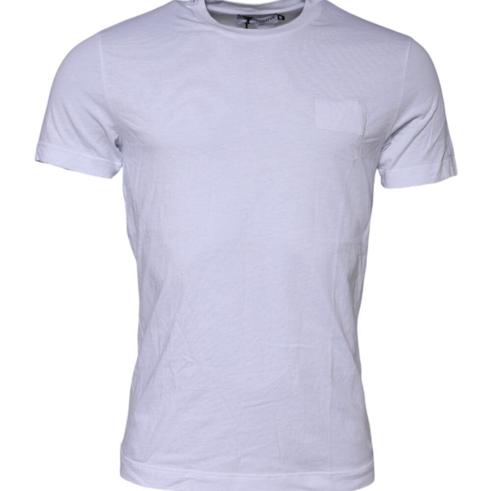 White Cotton Logo Patch Crew Neck T-shirt
