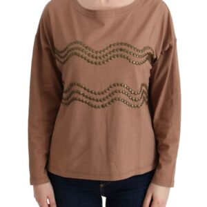 Chic Brown Crewneck Cotton Sweater