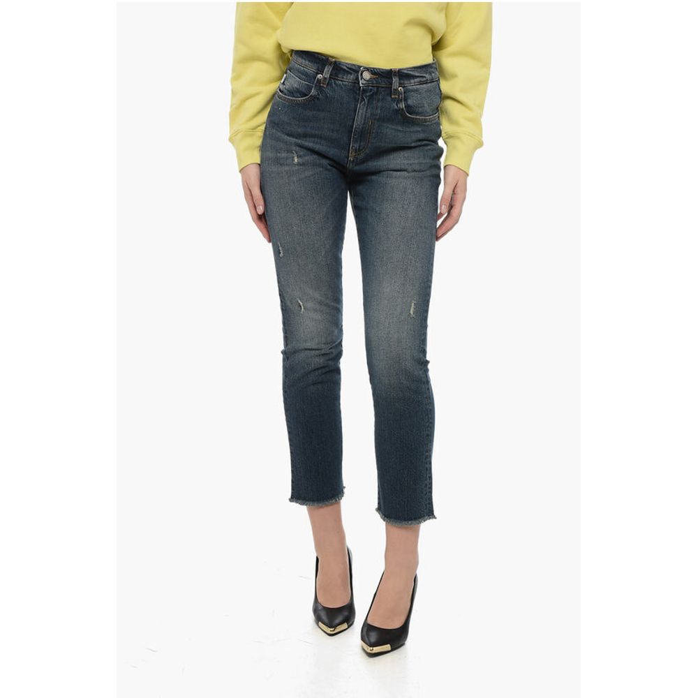 Straight Leg MARGHE LONG Denims with Frayed Hem