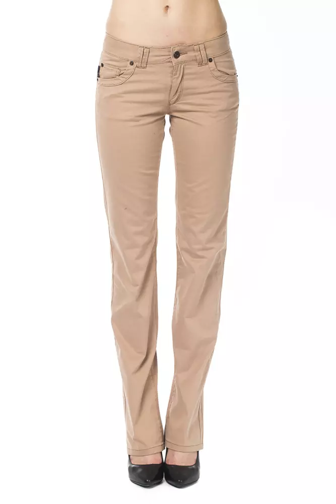 Beige Cotton Women Pants