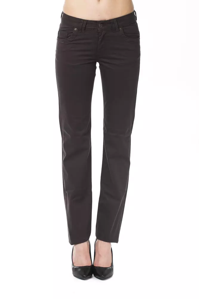 Brown Cotton Women Jeans