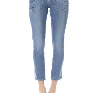 Light Blue Cotton Women Capri Jeans