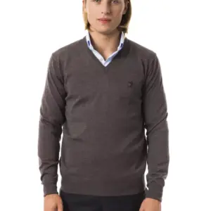 Gray Merino Wool Men Sweater