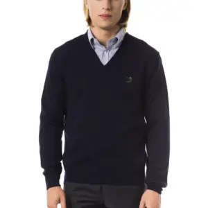 Blue Merino Wool Men Sweater