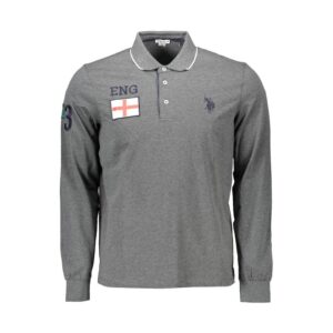 Gray Cotton Men Polo Shirt