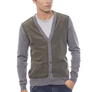 Gray Wool Men Cardigan