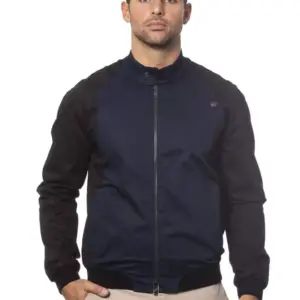 Blue Cotton Men's Bomber Jacket