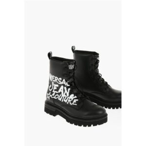 JEANS COUTURE Leather SYRIUS Combat Boots with Contrasting P
