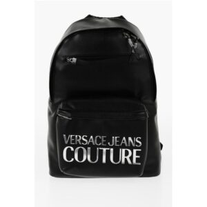 JEANS COUTURE Textured Faux Leather Backpack with Silver-Ton