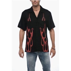 Flame Print Bowling Shirt