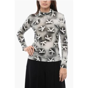 Turtle Neck Long Sleeved Top With Bow Print