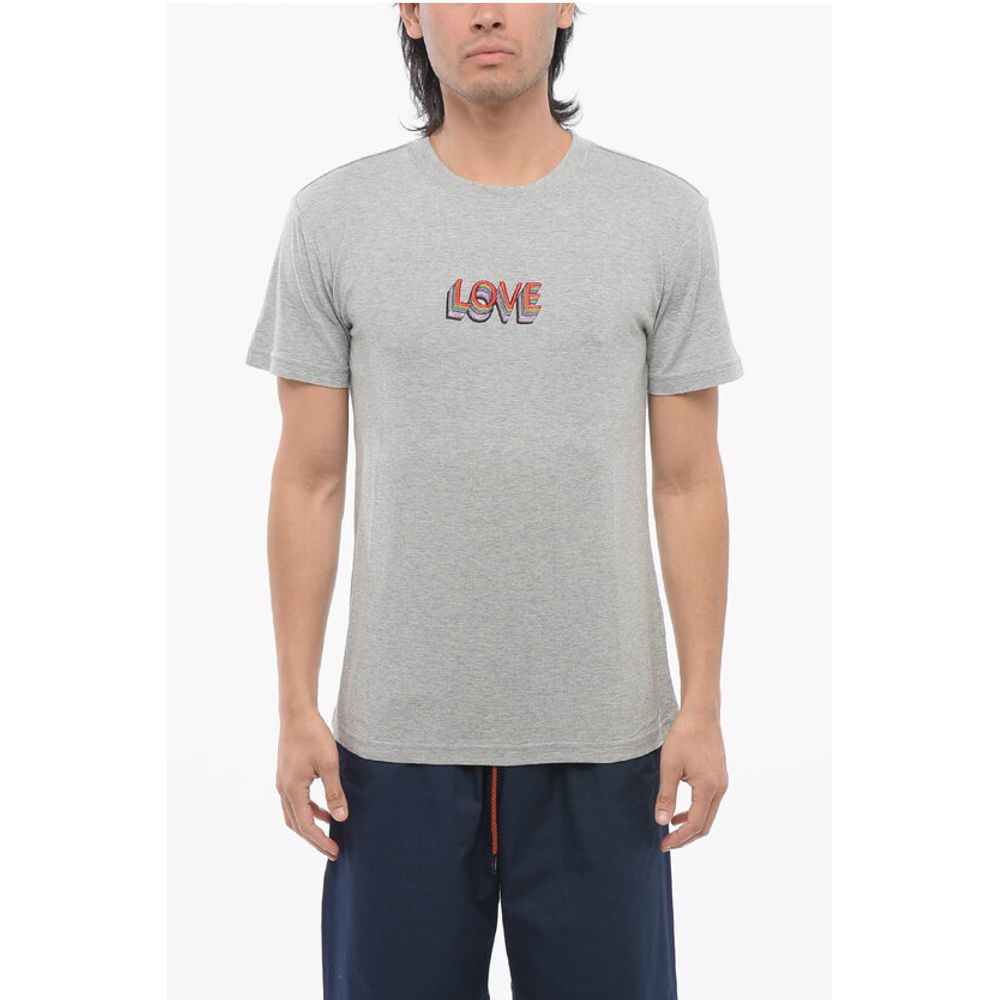 Crew Neck LOVE T-Shirt with Embroidery