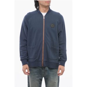 Brushed Cotton Zip-up Sweatshirt with Patch Pockets